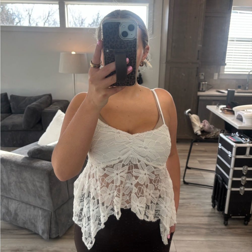 Elegant Lace White Women Top